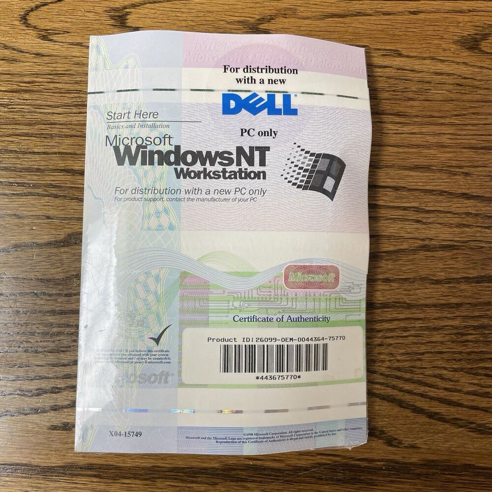 Microsoft Windows NT Workstation 4.0 - Full Version (CD & Floppy)